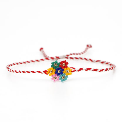 Casual Ethnic Style Devil's Eye Heart Shape Crown Glass Rope Knitting Women's Bracelets