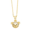 Cute Shiny Little Bear Stainless Steel Copper Plating Inlay Zircon 18k Gold Plated Pendant Necklace