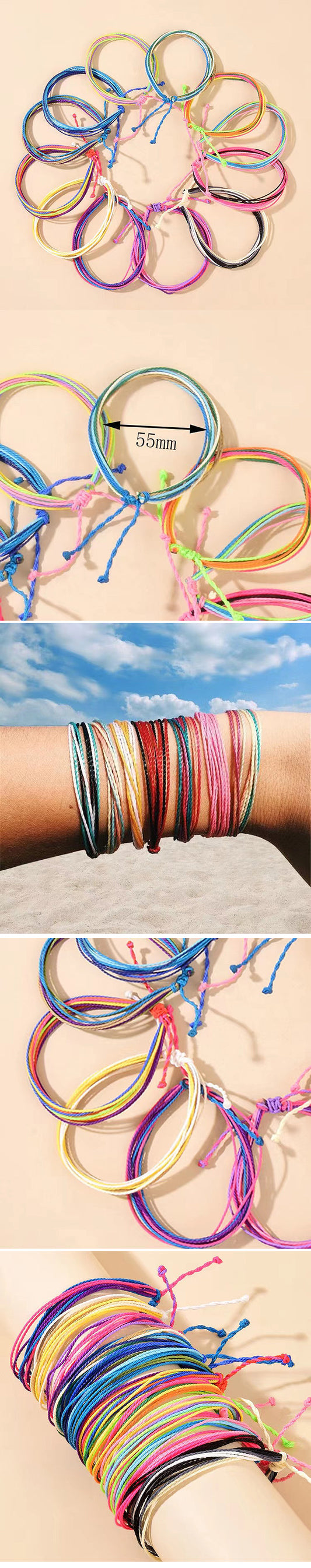 Vacation Colorful Rope Braid Unisex Bracelets