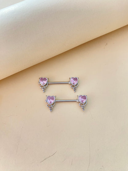 Casual Lady Heart Shape Stainless Steel Alloy Inlay Zircon Nipple Ring