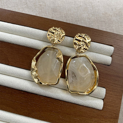 1 Pair Vintage Style Roman Style Geometric Inlay Alloy Artificial Gemstones Drop Earrings