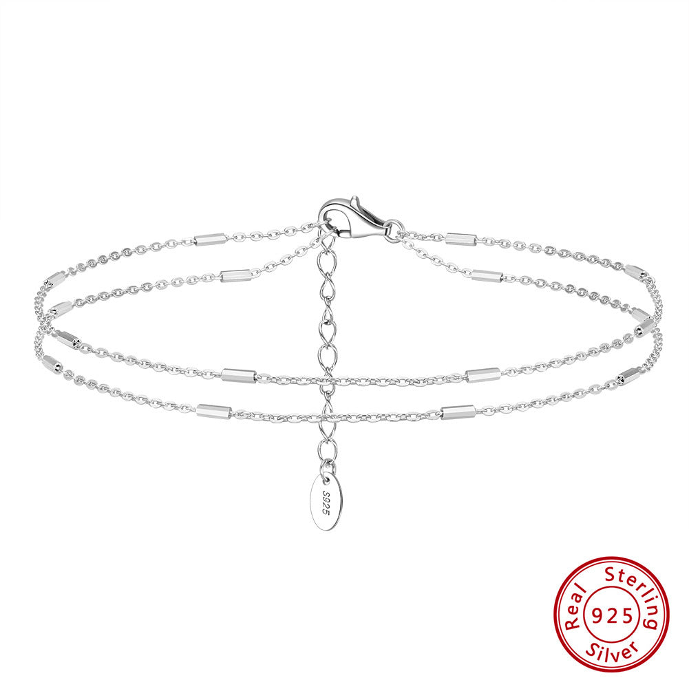 Simple Style Solid Color Sterling Silver Women's Anklet