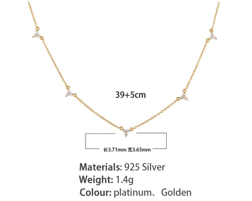Elegant Luxurious Solid Color Sterling Silver Plating Inlay Zircon 18k Gold Plated White Gold Plated Necklace