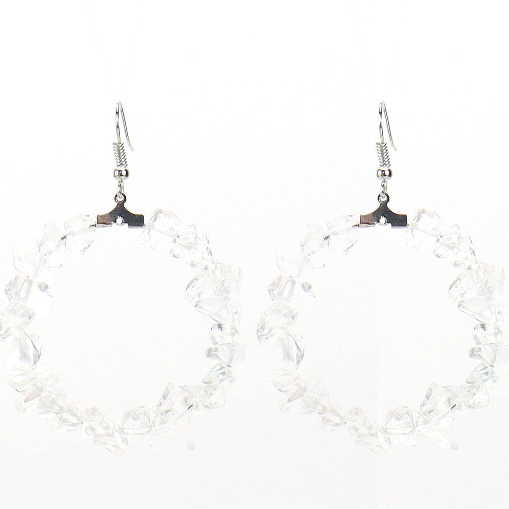 1 Pair Ig Style Irregular Circle Beaded Plating Alloy Natural Stone Drop Earrings