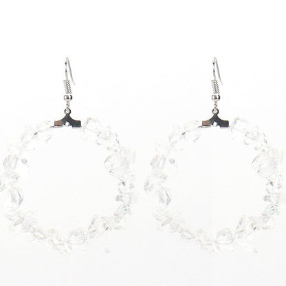 1 Pair Ig Style Irregular Circle Beaded Plating Alloy Natural Stone Drop Earrings
