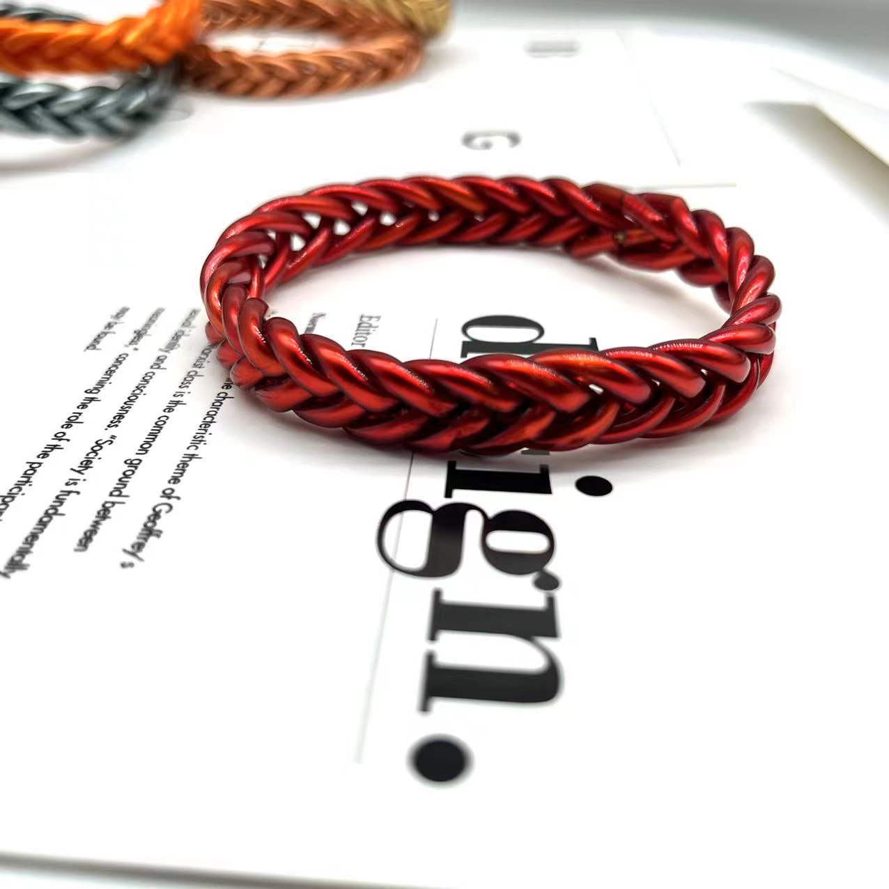 Classic Style Solid Color Silica Gel Braid Unisex Wristband