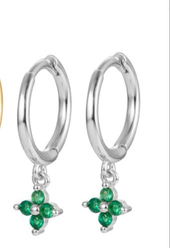 1 Piece Sweet Shiny Flower Plating Inlay Sterling Silver Zircon 18k Gold Plated White Gold Plated Drop Earrings