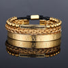 Punk Crown Titanium Steel Beaded Men'S Bracelets Bangle