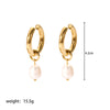 1 Pair Lady Geometric Plating Stainless Steel Freshwater Pearl Gold Plated Earrings