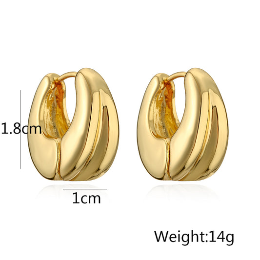 1 Pair Simple Style Geometric Plating Copper 18k Gold Plated Hoop Earrings