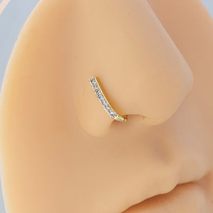 Ethnic Style U Shape Copper Inlay Zircon Nose Ring