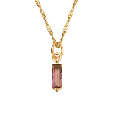 Simple Style Streetwear Commute Rectangle Stainless Steel Plating Inlay Birthstone 18k Gold Plated Pendant Necklace