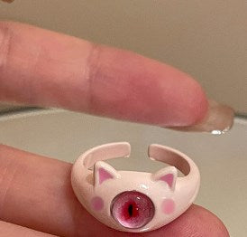 Wholesale Jewelry Cartoon Style Cute Eye Alloy Glass Plating Inlay Open Ring