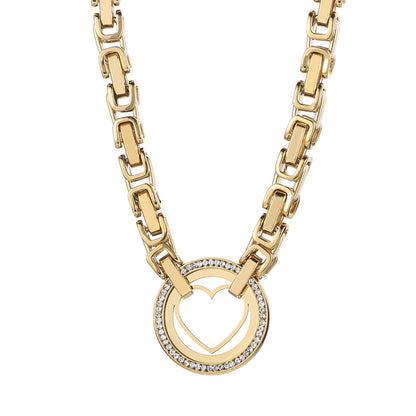 Wholesale Elegant Round Heart Shape Titanium Steel Plating Inlay Artificial Diamond Bracelets Necklace