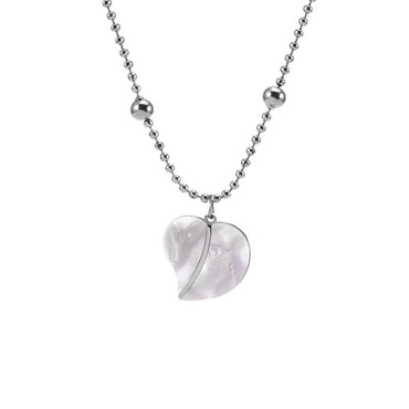 Sweet Heart Shape Titanium Steel Inlay Shell Pendant Necklace