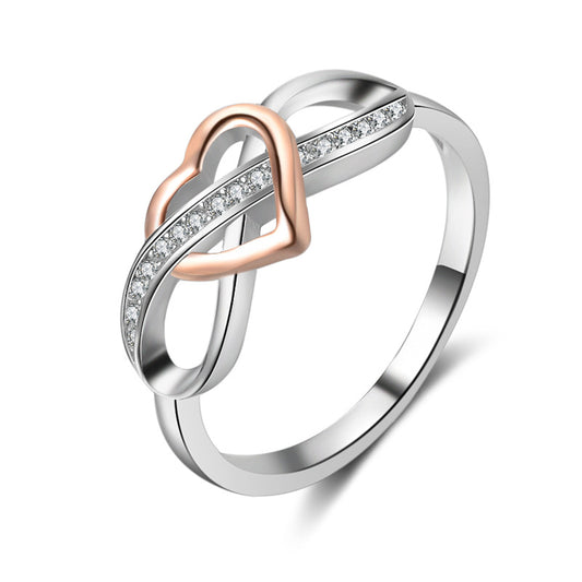 Simple Style Heart Shape Sterling Silver Inlay Zircon Rings