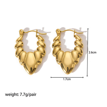 1 Pair Modern Style Round Heart Shape Stainless Steel Hoop Earrings