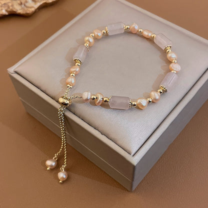 Sweet Flower Freshwater Pearl Agate Beaded Plating Inlay Zircon Bracelets