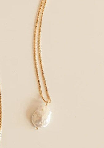 Simple Style Solid Color Stainless Steel Freshwater Pearl Plating Pendant Necklace