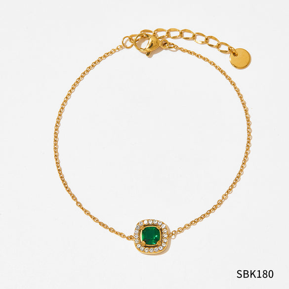 Wholesale Classic Style Square Stainless Steel Titanium Steel Plating Inlay Zircon Bracelets Earrings Necklace