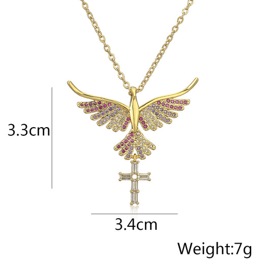 Classic Style Streetwear Cross Copper Plating Inlay Zircon 18k Gold Plated Pendant Necklace
