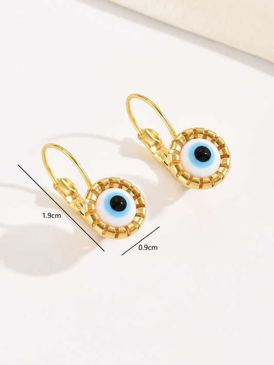 1 Pair Casual Ethnic Style Eye Plating Inlay Stainless Steel Resin 18k Gold Plated Earrings
