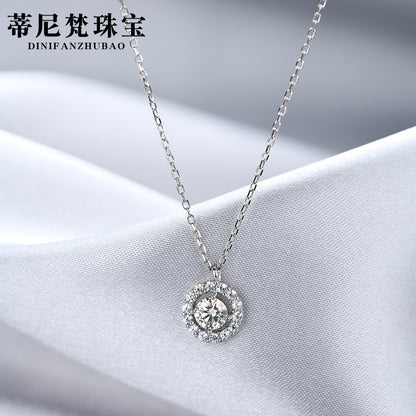 Fashion Geometric Sterling Silver Pendant Necklace Inlay Zircon 925 Silver Necklaces