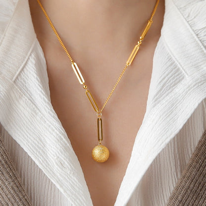 Ig Style Simple Style Ball Titanium Steel Plating 18k Gold Plated Pendant Necklace Long Necklace