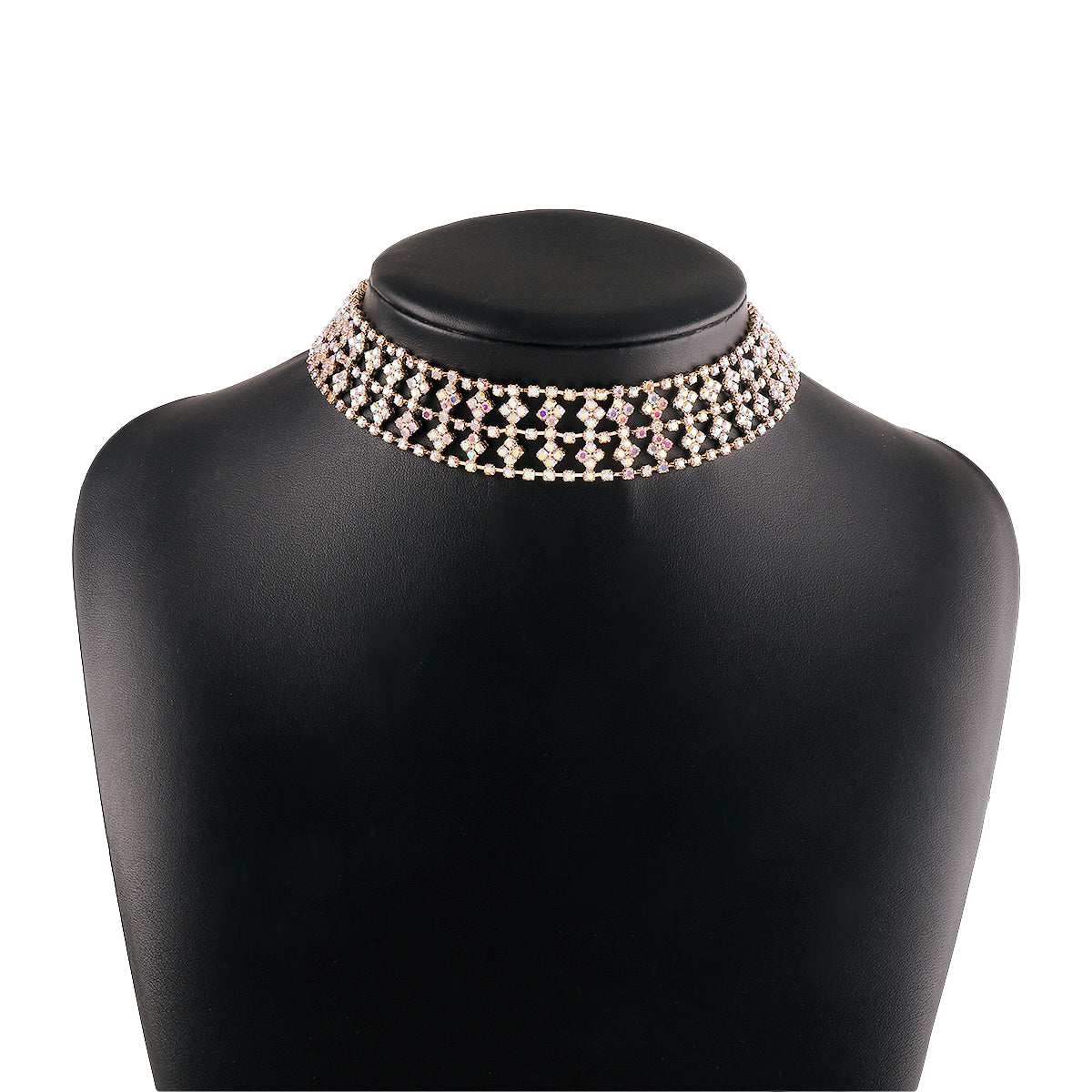 Elegant Glam Shiny Solid Color Alloy Iron Plating Hollow Out Inlay Rhinestones Women's Choker