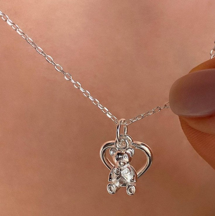 Classic Style Bear Sterling Silver Plating Pendant Necklace