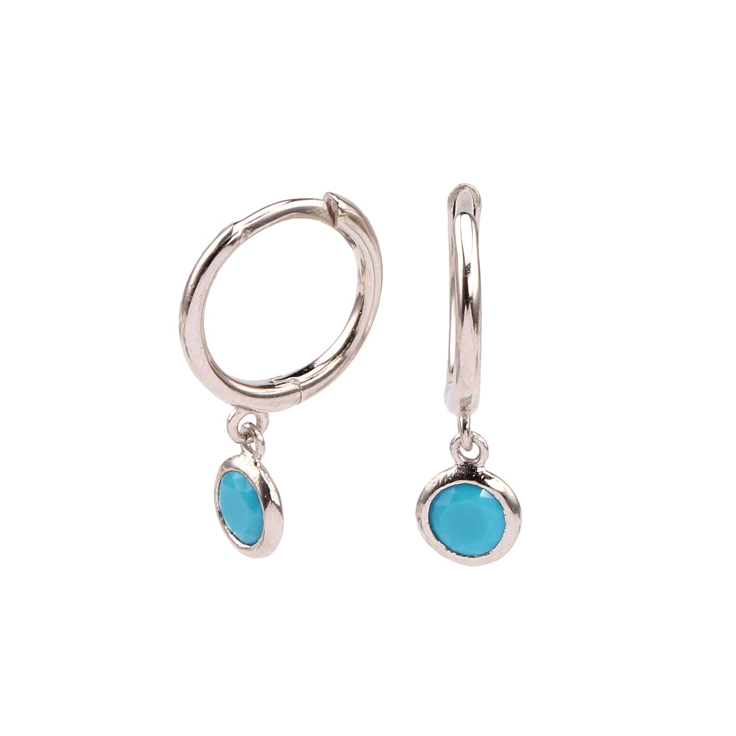 1 Pair Simple Style Round Inlay Sterling Silver Birthstone Drop Earrings