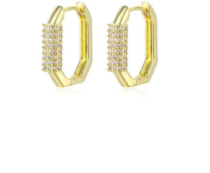1 Pair Retro Polygon Plating Inlay Copper Zircon White Gold Plated Gold Plated Earrings