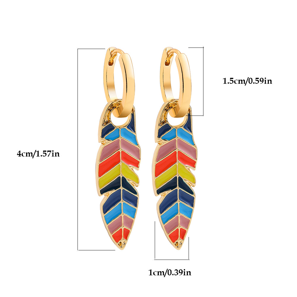1 Pair Casual Ethnic Style Star Leaves Enamel Alloy Drop Earrings