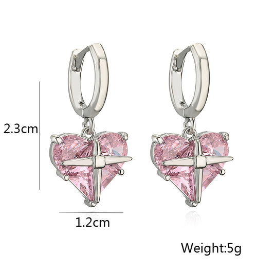 1 Pair Sweet Simple Style Star Heart Shape Plating Inlay Copper Zircon 18k Gold Plated Drop Earrings