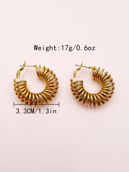 1 Pair Casual Simple Style Commute C Shape Geometric Polishing Plating Stainless Steel Gold Plated Ear Studs