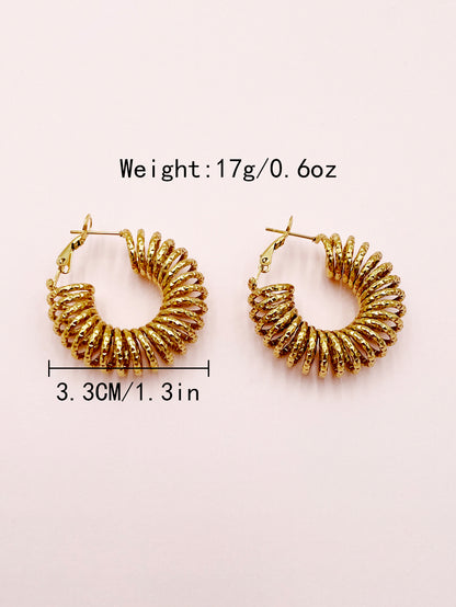 1 Pair Casual Simple Style Commute C Shape Geometric Polishing Plating Stainless Steel Gold Plated Ear Studs
