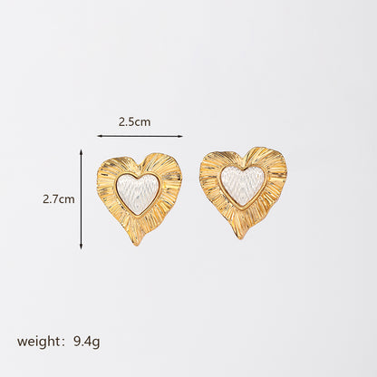 1 Pair Casual Lady Commute Heart Shape Plating Inlay Imitation Pearl Copper Zircon 18k Gold Plated Ear Studs