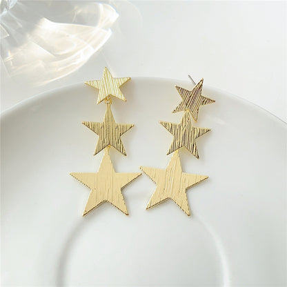 1 Pair Casual Classic Style Star Waves Plating Alloy Drop Earrings