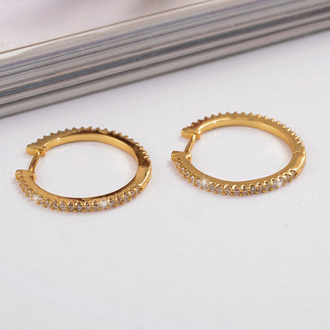 1 Pair Basic Vintage Style Round Plating Inlay Copper Zircon 18k Gold Plated Earrings