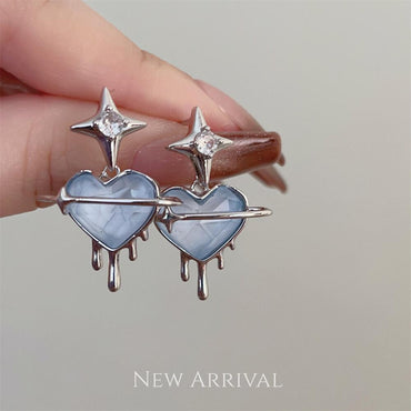 1 Pair Fairy Style Korean Style Heart Shape Inlay Alloy Artificial Gemstones Ear Studs