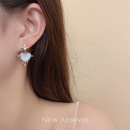 1 Pair Fairy Style Korean Style Heart Shape Inlay Alloy Artificial Gemstones Ear Studs