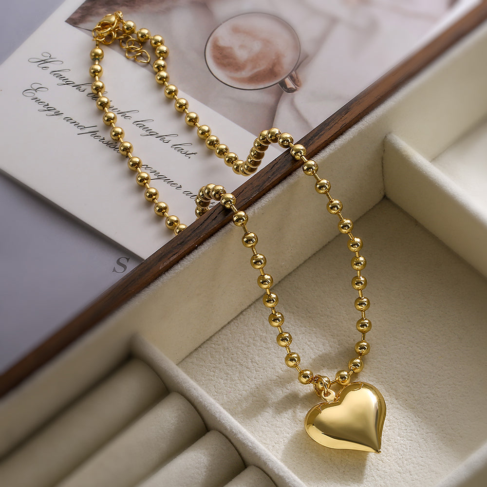Simple Style Commute Heart Shape Copper Plating 18k Gold Plated Pendant Necklace