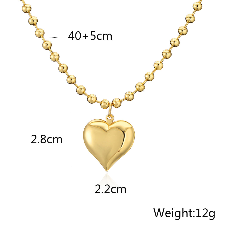 Simple Style Commute Heart Shape Copper Plating 18k Gold Plated Pendant Necklace