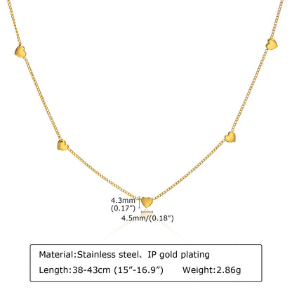 Casual Simple Style Heart Shape Stainless Steel Titanium Steel Plating Gold Plated Necklace