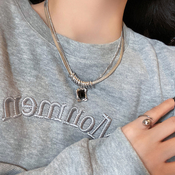 Casual Simple Style Star Heart Shape Rectangle Titanium Steel Plating Inlay Zircon Pendant Necklace