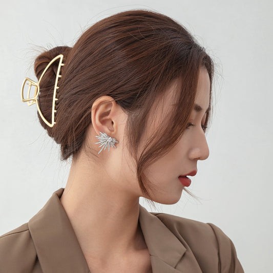 1 Pair Casual Korean Style Hexagram Inlay Alloy Zircon Ear Studs