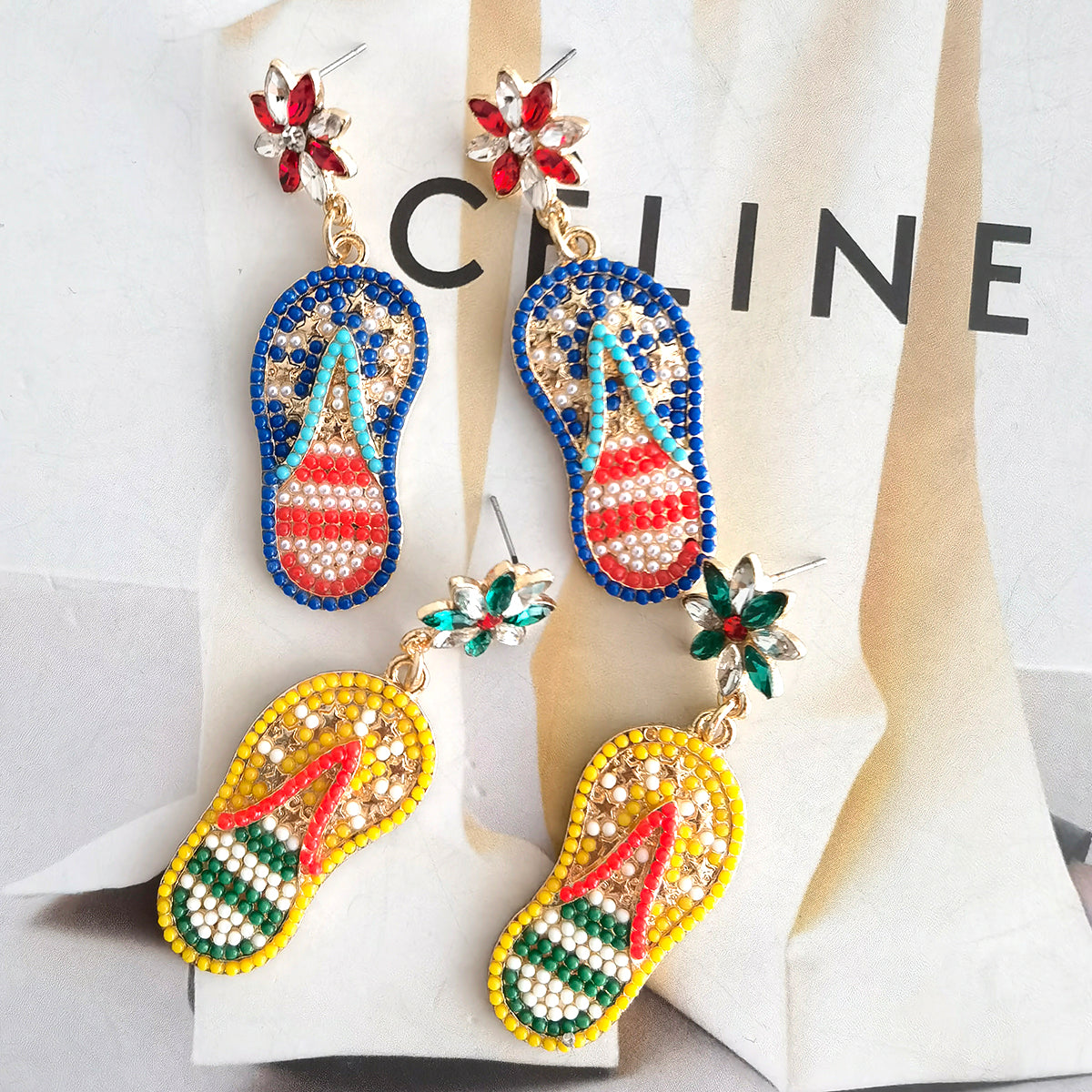 1 Pair Casual Exaggerated Vacation Slippers Inlay Alloy Resin Drop Earrings