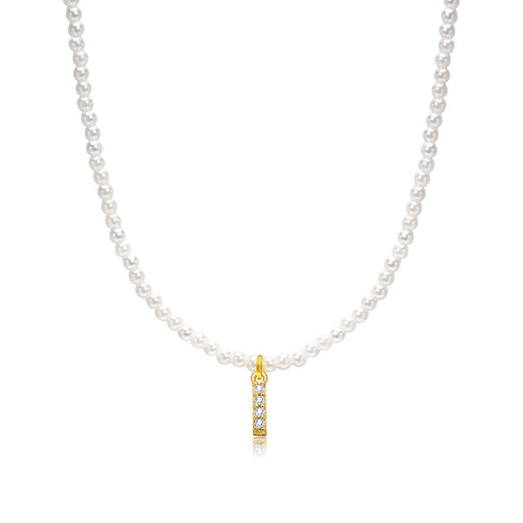 Basic Simple Style Letter Gold Plated Zircon Imitation Pearl Wholesale Pendant Necklace