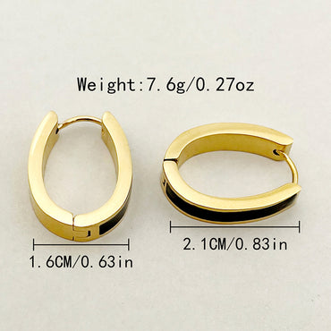 1 Pair Classical Vintage Style Color Block Polishing Enamel Plating Stainless Steel Gold Plated Earrings