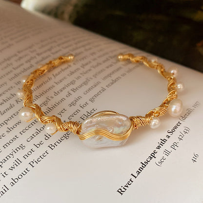 Simple Style Round Freshwater Pearl Bangle In Bulk